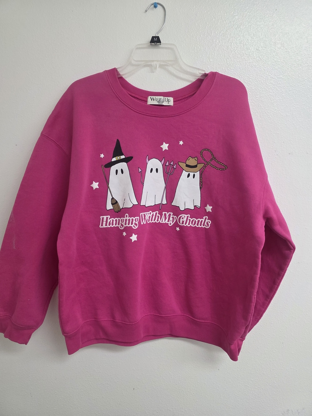 Wound Up Hot Pink 'Hanging With My Ghouls' Ghost Graphic Sweatshirt (0708)